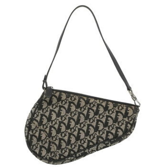 Christian Dior Trotter Saddle Canvas Handbag Navy Blue - Picture 1 of 9